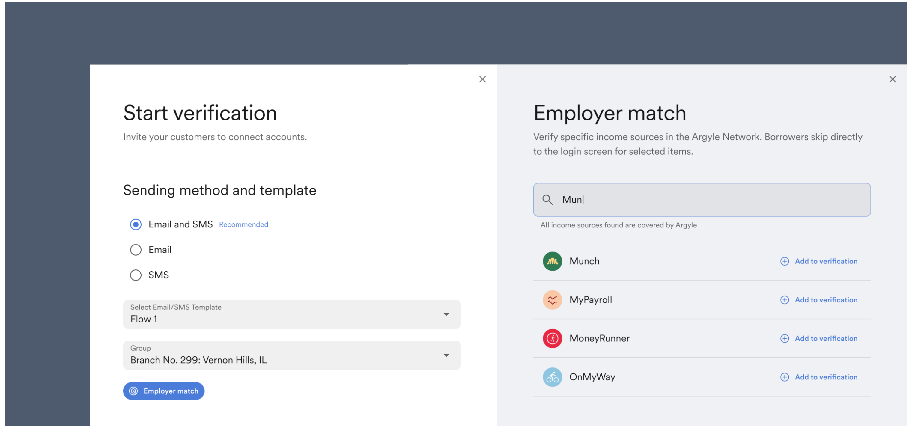 Employer match let's you search for the user's employer and send them a direct link to that employer in their invitation.
