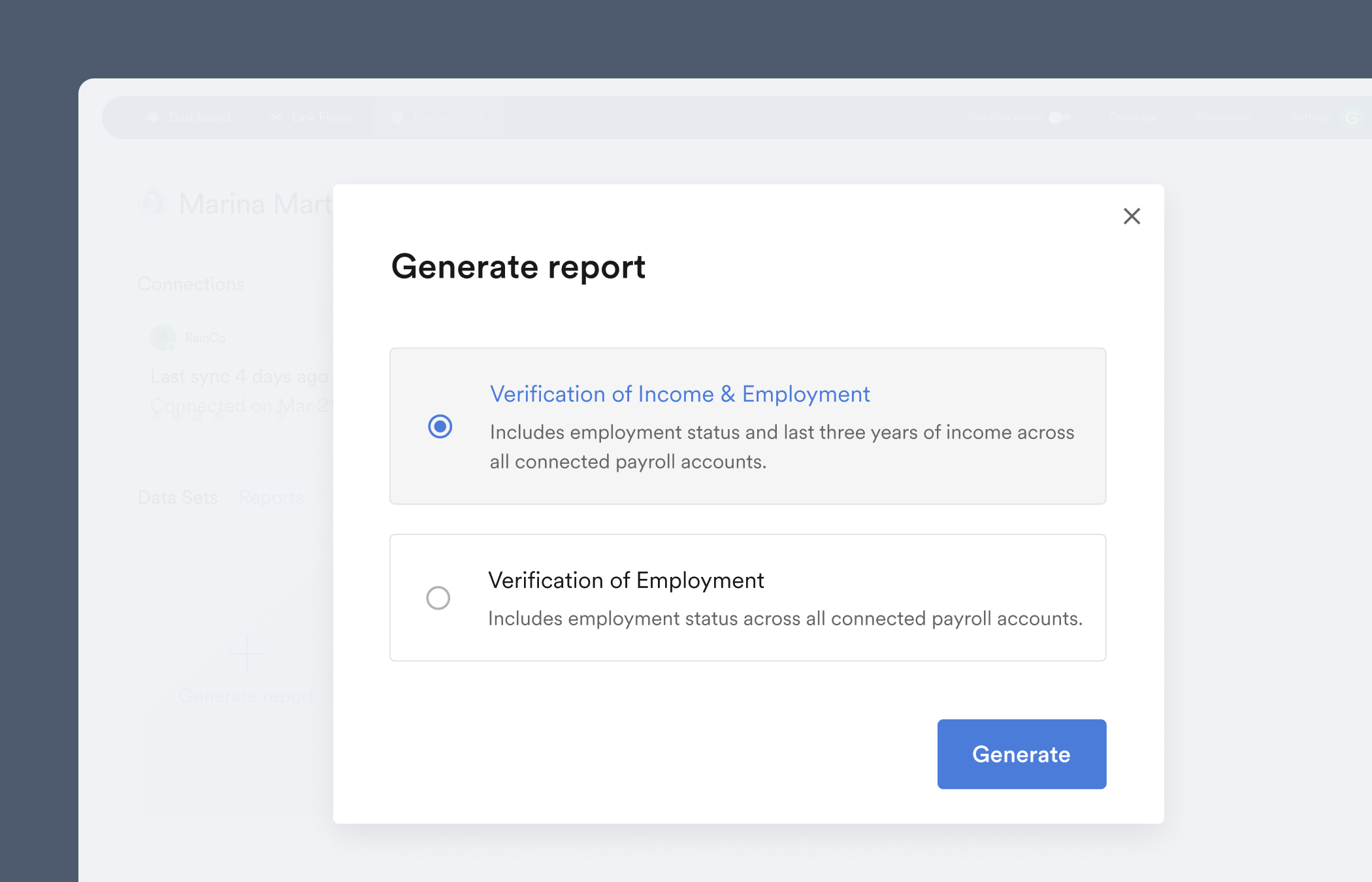 Select a report type.