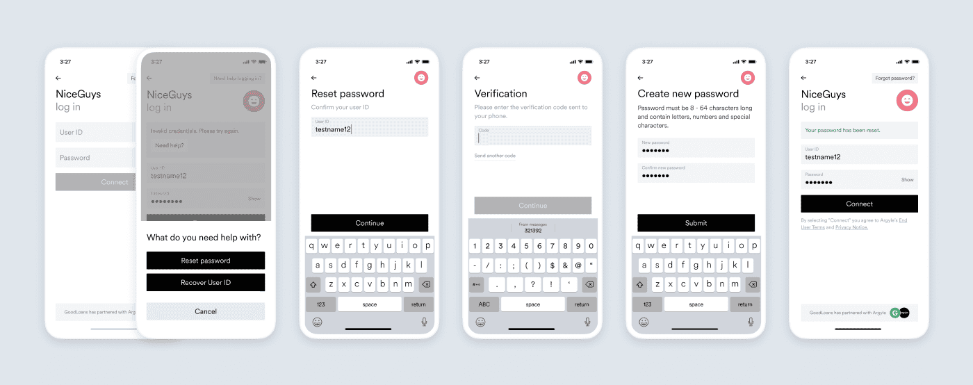 Embedded password-reset flows